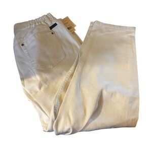 Liz Claiborne Women's Jeans Sz Petite 18 NWT White Elastic Waist Comfort Stretch